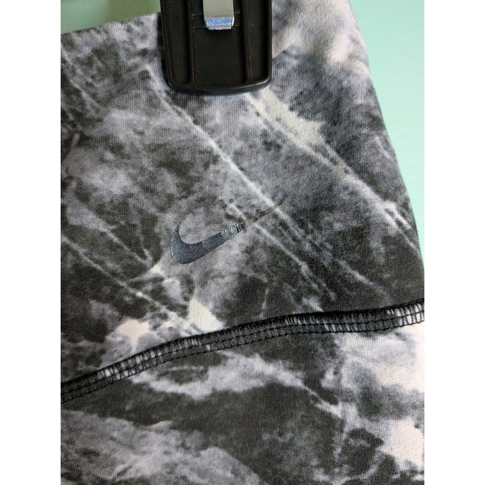 Nike Dri-FIT Womens Marble Print Cropped Leggings Black White High Rise Large